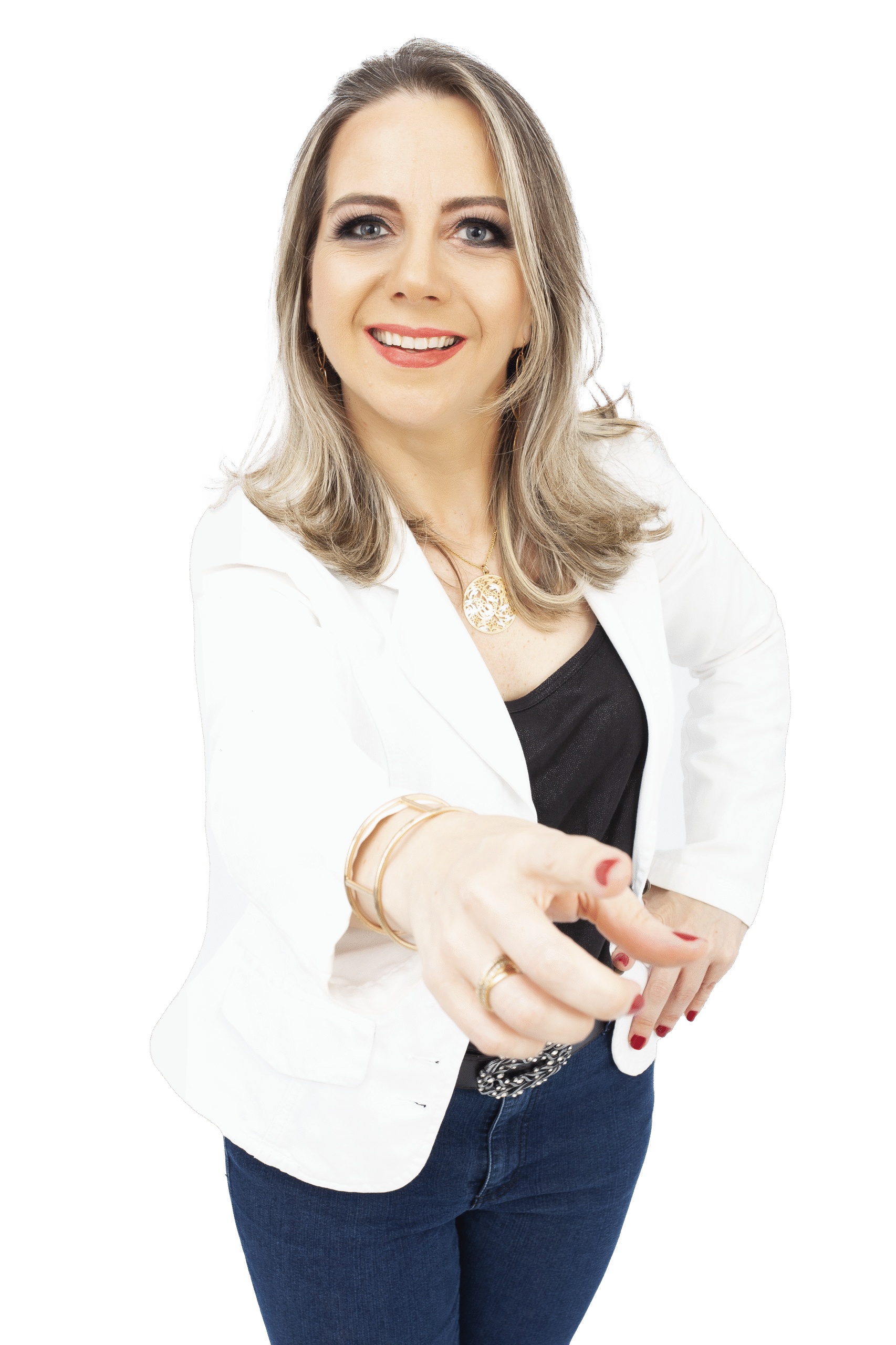 Professora Renata Correa apontando